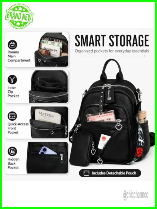 Convertible Vegan Leather 3-Way Backpack Purse for Women main image 6